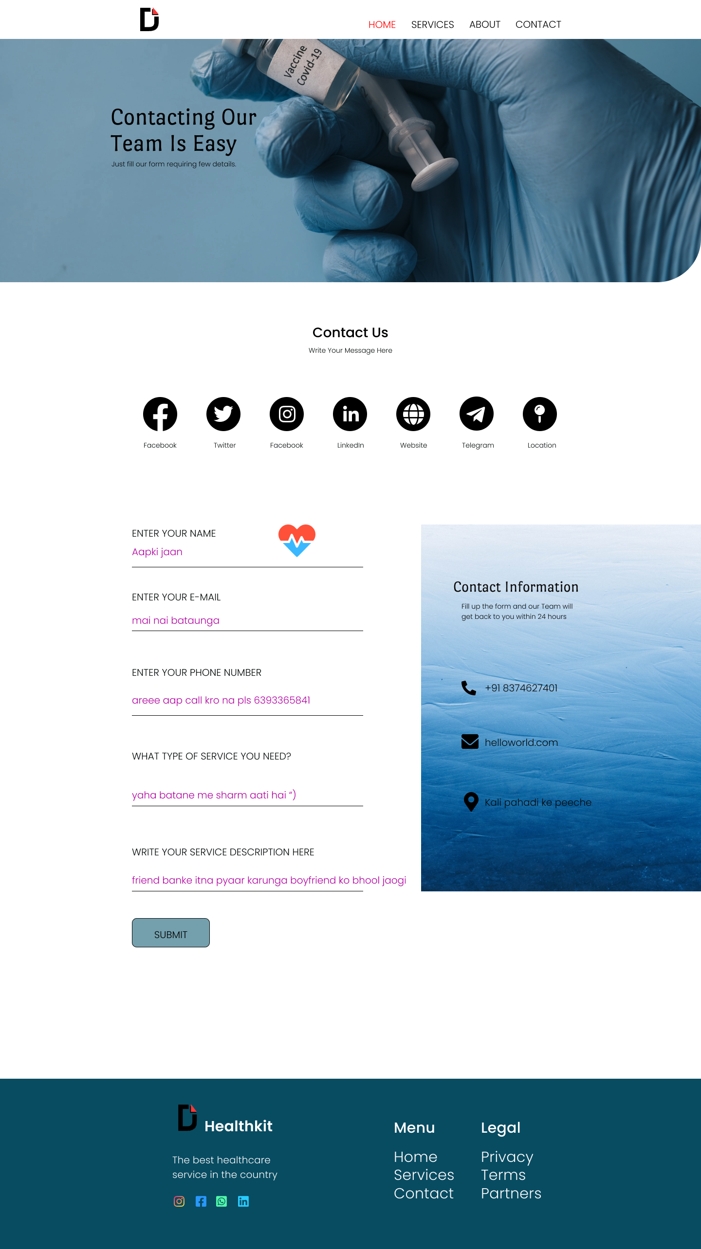 Akshita contact us page